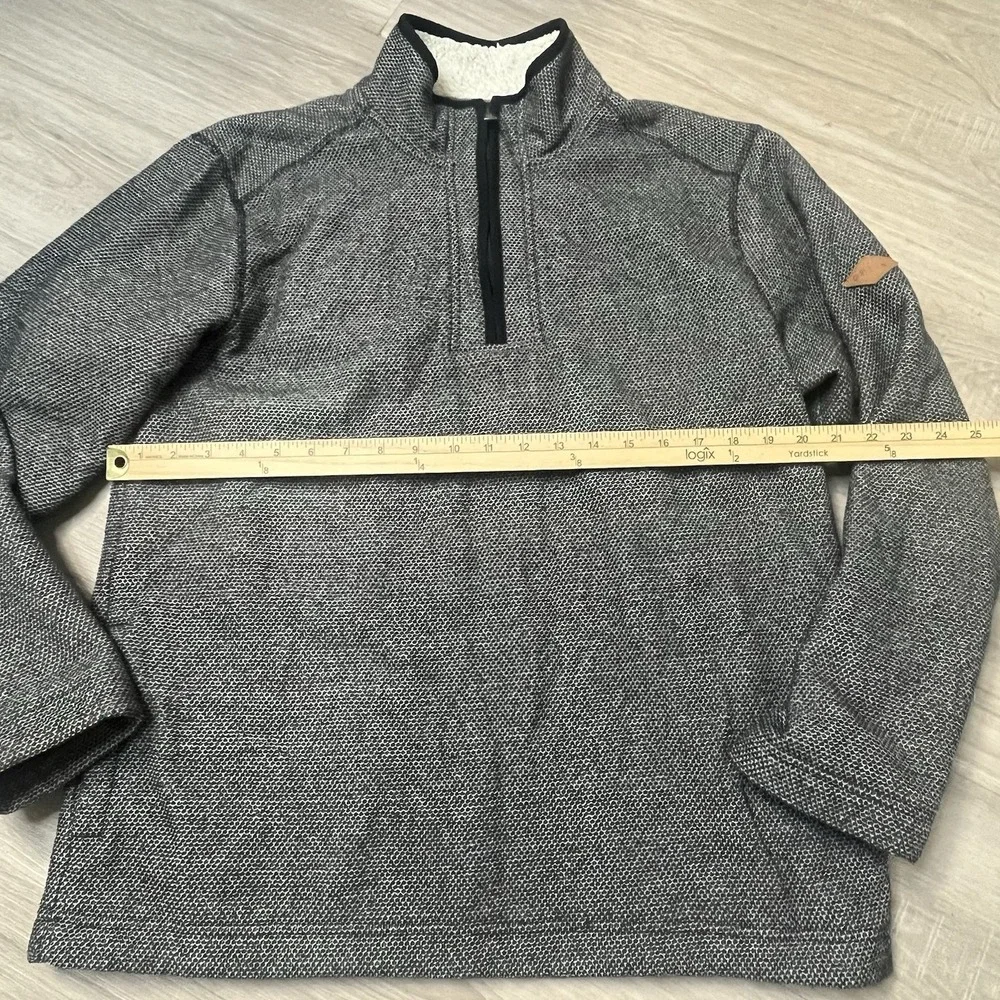 Orvis Brighton Mens Medium Black Sherpa Lined‎ Sweater 1/4 Zip Long Sleeve